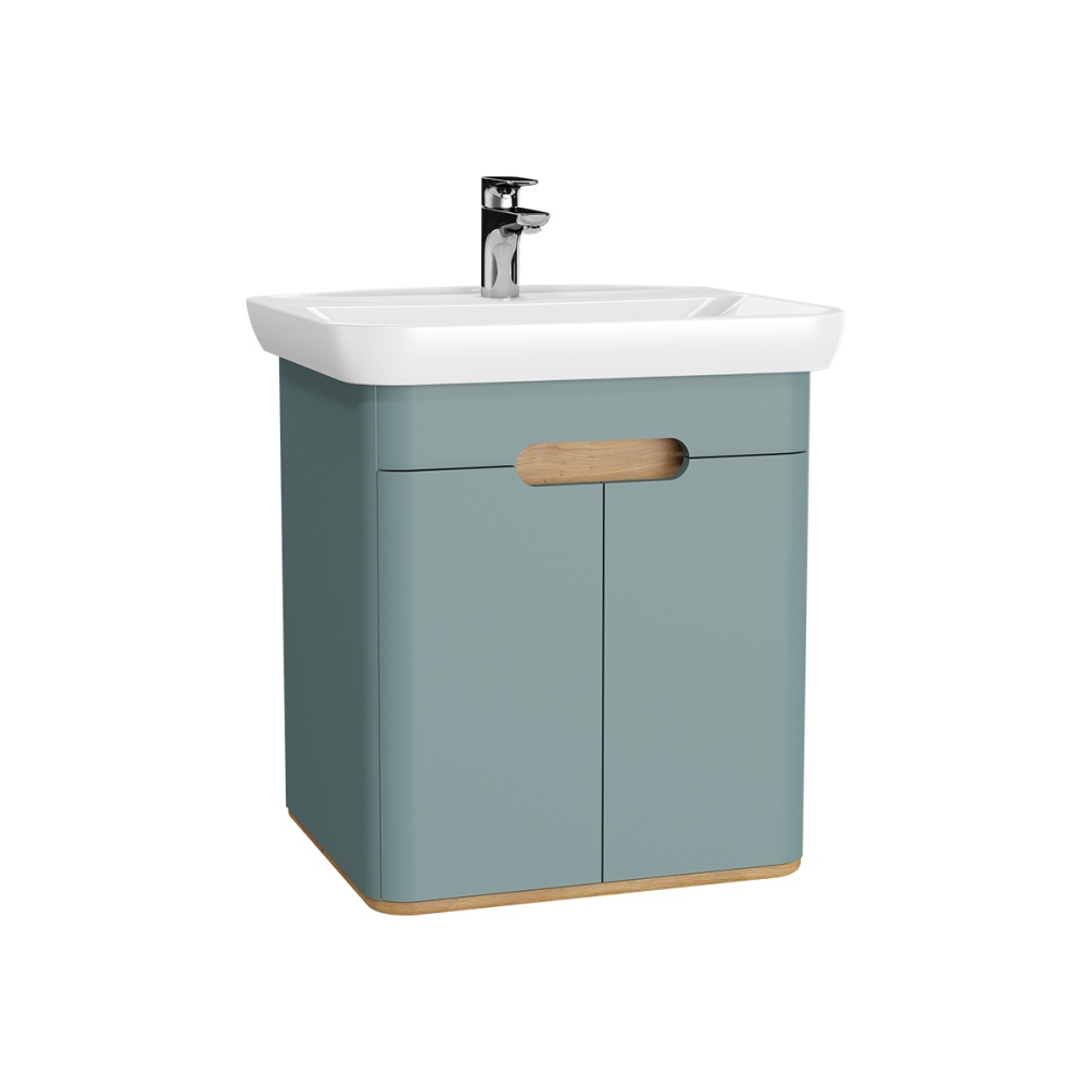 Cut Out Image of VitrA Sento Matt Fjord Green Washbasin Unit with Two Doors